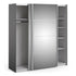Verona Sliding Wardrobe 180cm in Black Matt with Mirror Doors with 5 Shelves